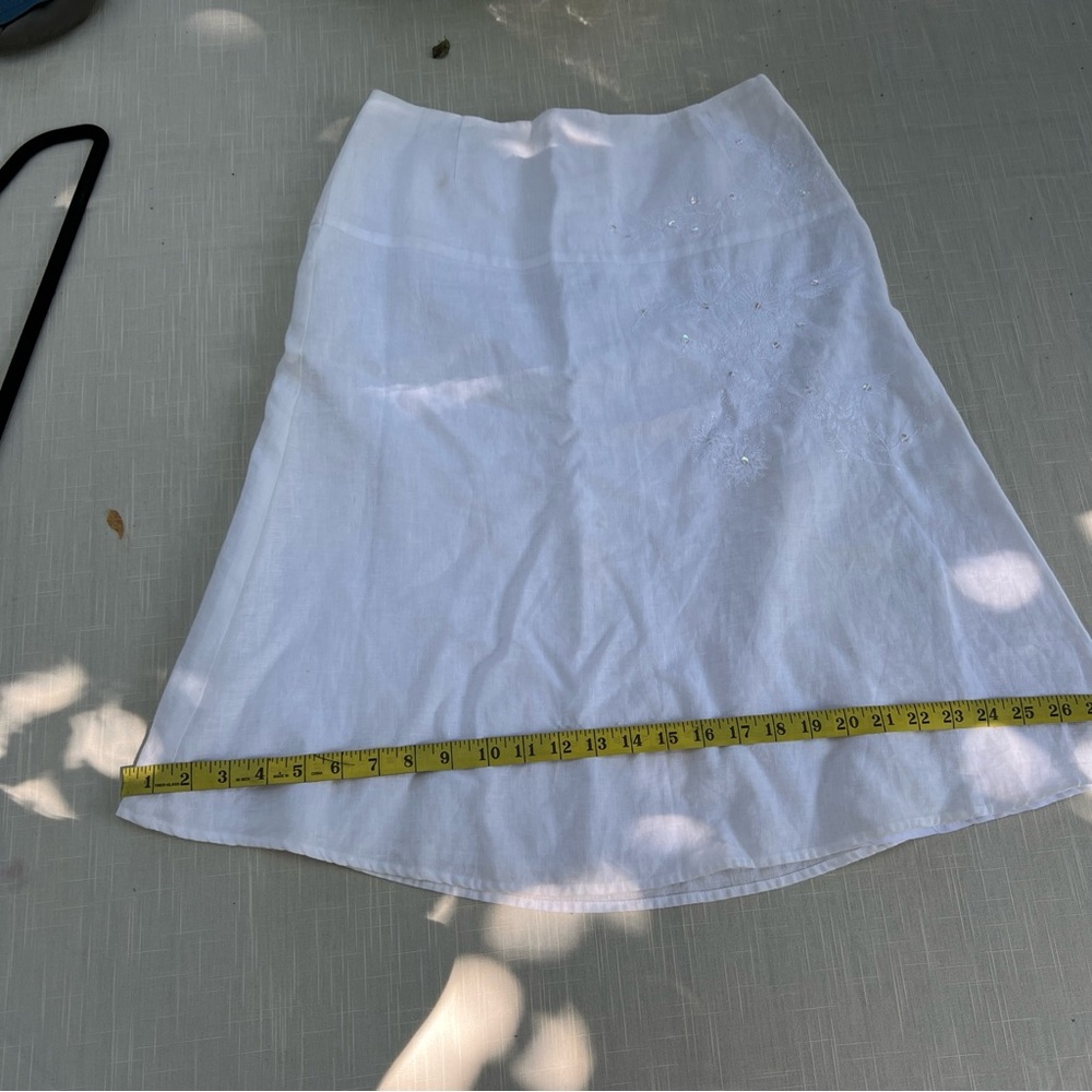 Edward Linen Skirt Embroidered Front 6 - Picture 9 of 9